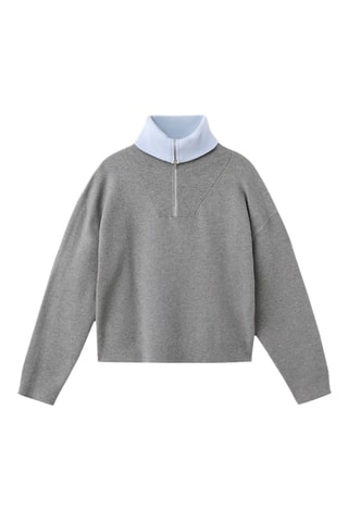 Pull col roulé zippé - Gris