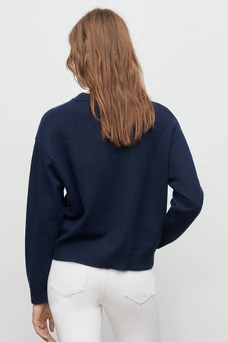 Pull en maille à col rond - Bleu marine