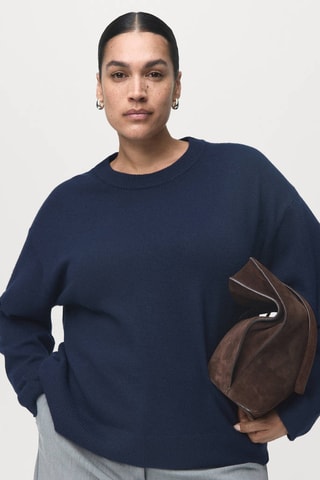 Pull en maille à col rond - Bleu marine