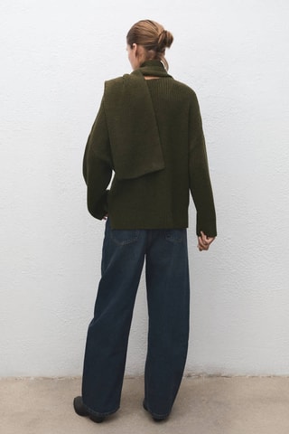 Pull en maille foulard - Vert