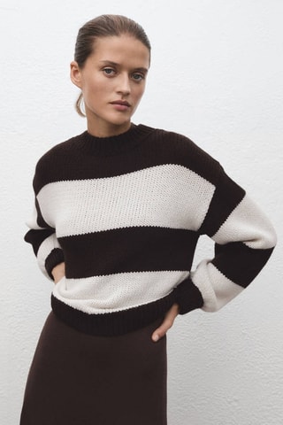 Pull-over en maille à rayures - Écru
