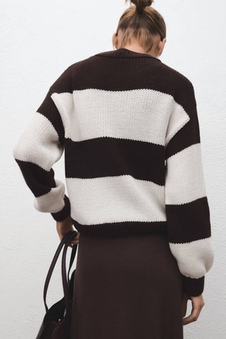 Pull-over en maille à rayures - Écru