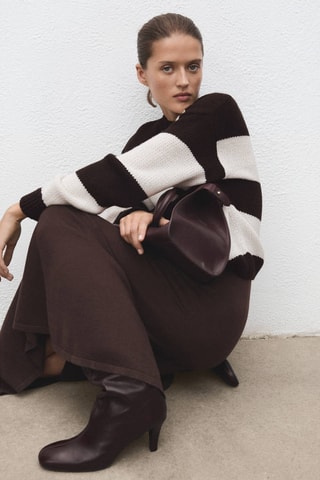 Pull-over en maille à rayures - Écru