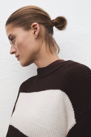 Pull-over en maille à rayures - Écru