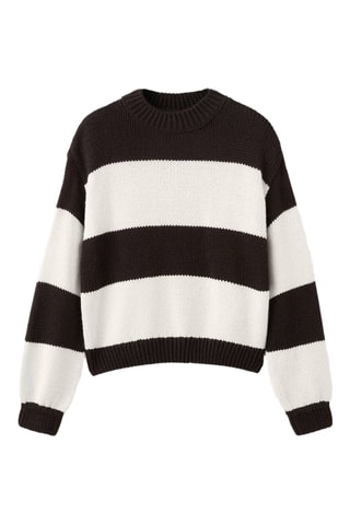 Pull-over en maille à rayures - Écru