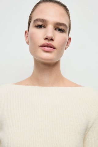 Pull-over maille côtelée - Écru
