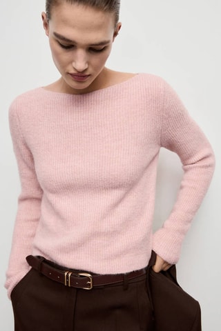 Pull-over maille côtelée - Rose clair