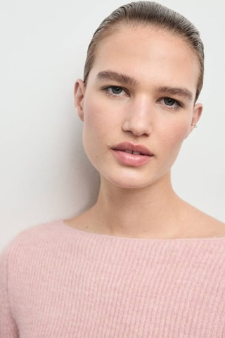 Pull-over maille côtelée - Rose clair