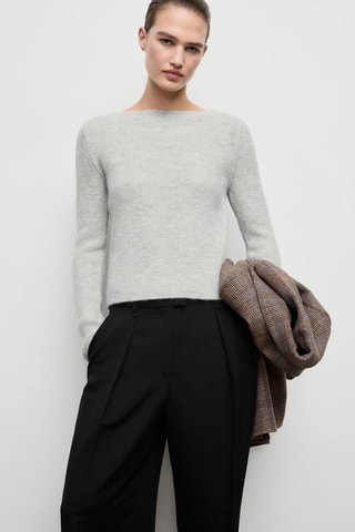 Pull-over maille côtelée - Gris