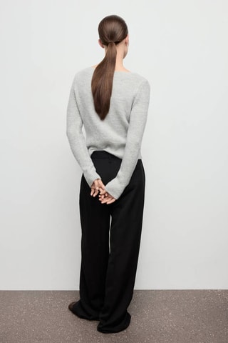 Pull-over maille côtelée - Gris