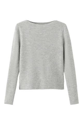 Pull-over maille côtelée - Gris