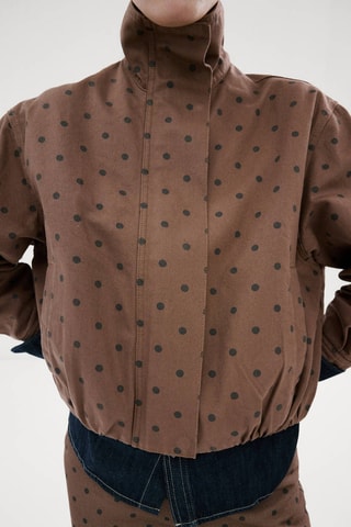 Veste bomber en jean à pois - Marron