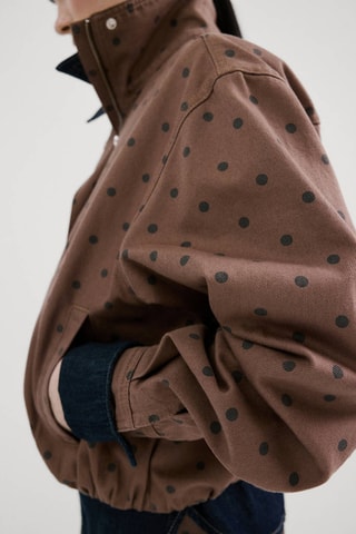 Veste bomber en jean à pois - Marron