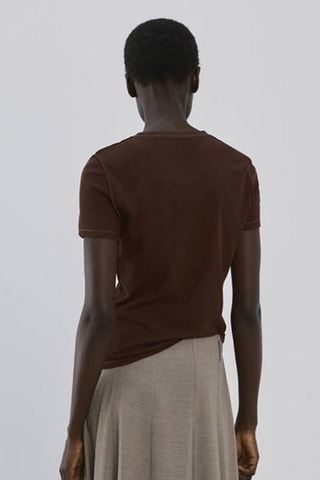 T-shirt coton coutures - Marron