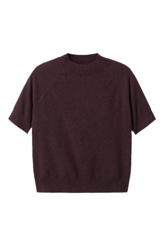 Pull laine mélangée manches courtes - Bordeaux