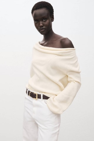 Pull col drapé - Écru