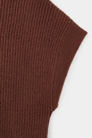 Pull-over col montant manches courtes - Marron