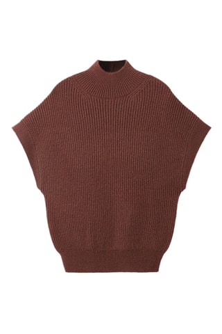 Pull-over col montant manches courtes - Marron