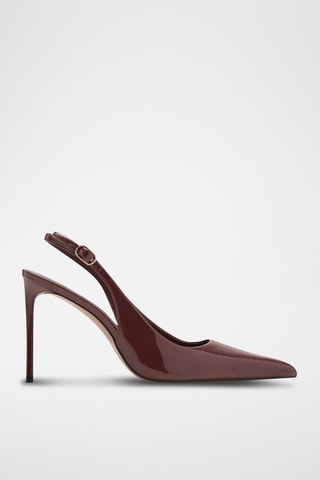 Chaussures à talon en cuir vernis - Marron