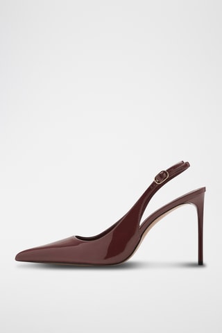 Chaussures à talon en cuir vernis - Marron