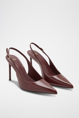 Chaussures à talon en cuir vernis - Marron
