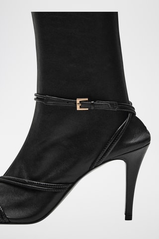 Bottes hautes en cuir à brides - Noir