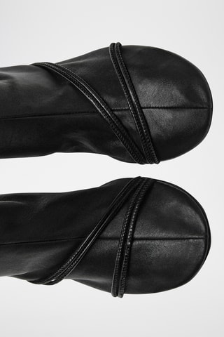 Bottes hautes en cuir à brides - Noir