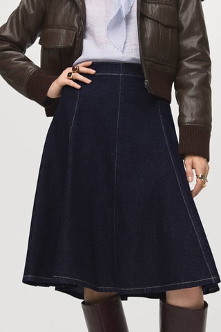 Jupe midi denim coutures - Bleu