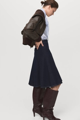 Jupe midi denim coutures - Bleu