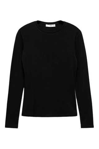 T-shirt manches longues col rond - Noir