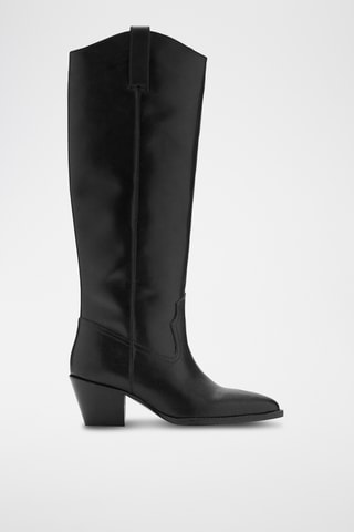 Bottes cuir talon - Noir
