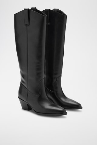 Bottes cuir talon - Noir