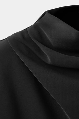 Robe col drapé et manches longues - Noir
