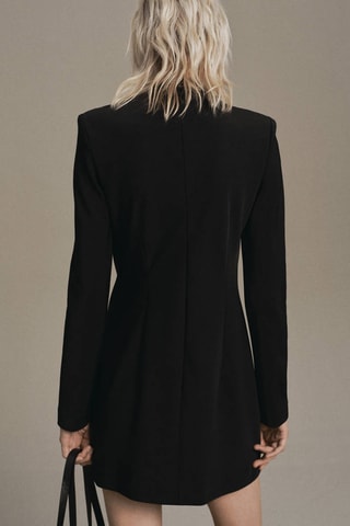 Robe col drapé et manches longues - Noir
