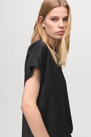 Blouse crop satinée - Noir