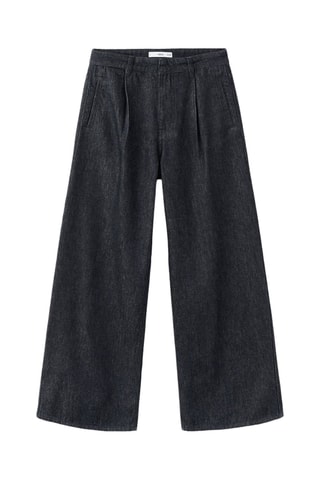 Pantalon denim large avec pinces - Noir