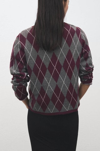 Pull maille losanges - Gris chiné
