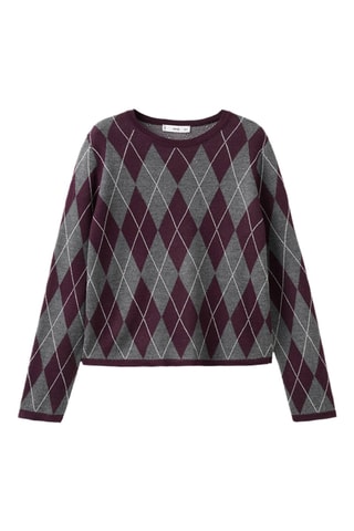 Pull maille losanges - Gris chiné