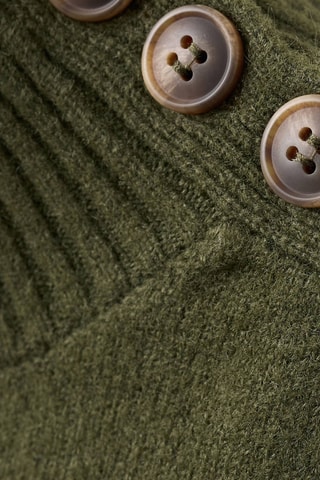 Pull col cheminée à boutons - Kaki