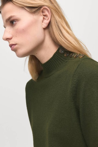 Pull col cheminée à boutons - Kaki