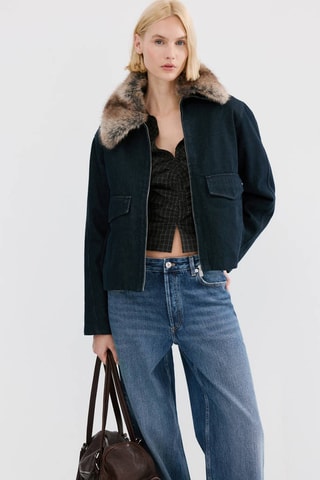 Jean droit taille basse - Bleu marine