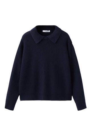 Pull-over maille col polo - Bleu marine