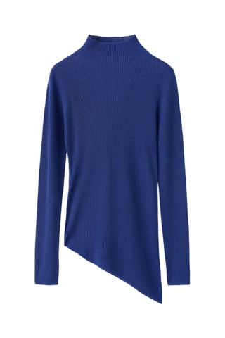 Pull asymétrique col montant - Bleu