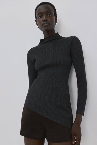 Pull asymétrique col montant - Anthracite