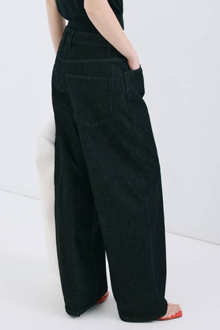Jean balloon taille haute - Noir