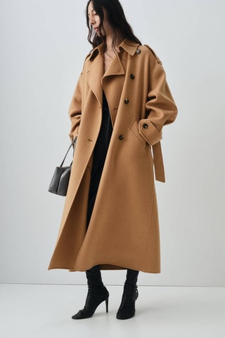 Manteau en laine à double boutonnage - Marron