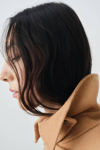 Manteau en laine à double boutonnage - Marron