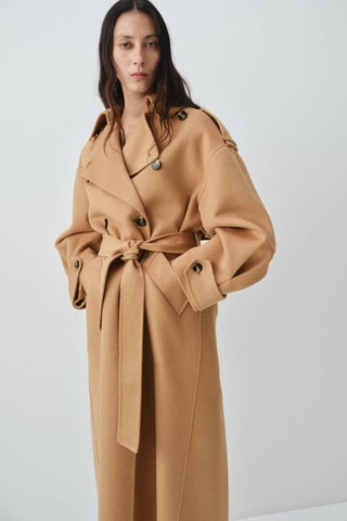 Manteau en laine à double boutonnage - Marron