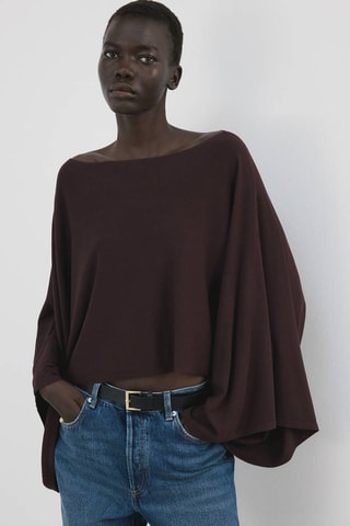 Cape en maille asymétrique - Bordeaux