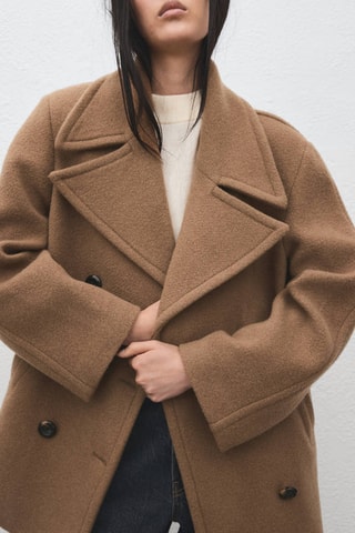 Manteau laine Manteco double boutonnage - Marron